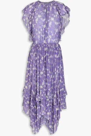 ULLA JOHNSON Caterina floral-print silk-georgette midi dress - Yellow - US 4