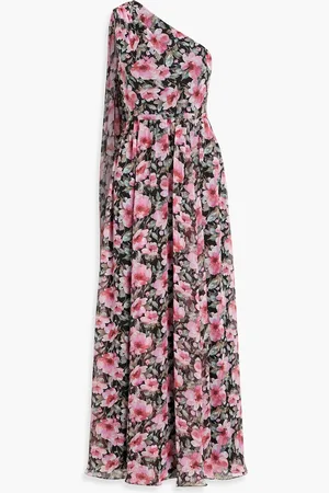 MIKAEL AGHAL One-shoulder floral-print chiffon maxi dress - - US 4
