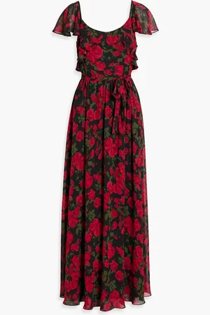 MIKAEL AGHAL Ruffled floral-print chiffon maxi dress - - US 4