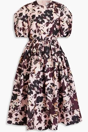 Erdem Floral-print taffeta midi dress - Pink - UK 14