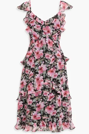MIKAEL AGHAL Ruffled floral-print chiffon dress - - US 4