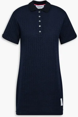 Thom Browne Jacquard-knit cotton mini dress - Blue - IT 38