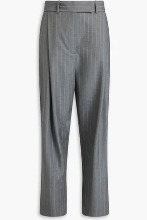 Totême Cropped pinstriped wool-twill tapered pants - Gray - FR 36