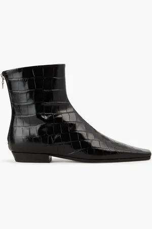 Totême Croc-effect leather ankle boots - - EU 36