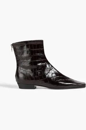 Totême Croc-effect leather ankle boots - Brown - EU 35
