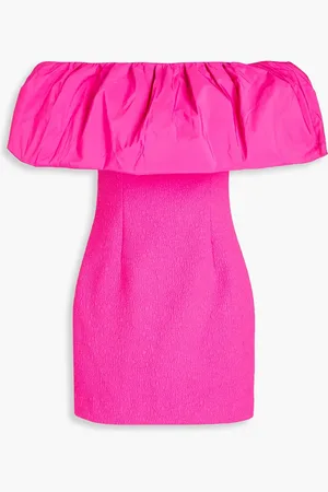 Rebecca Vallance Cecily off-the-shoulder taffeta and cloqué mini dress - Pink - UK 8