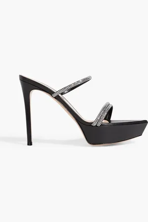 Gianvito Rossi Cannes crystal-embellished leather platform sandals - - EU 35