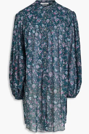 Marant Etoile Mildi floral-print cotton-mousseline mini shirt dress - - FR 38