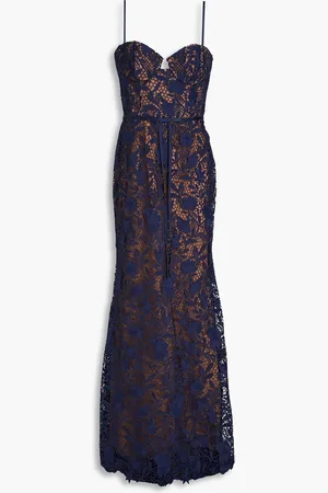 Marchesa Notte Satin-trimmed guipure lace and tulle gown - - US 16