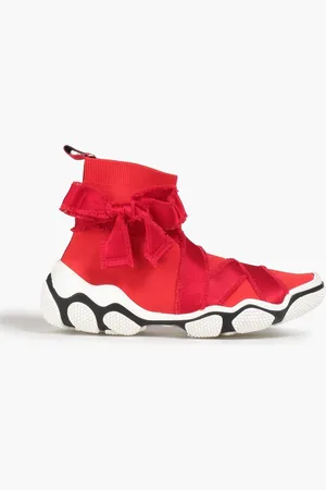 RED(V) Glam Run satin-trimmed stretch-knit high-top sneakers - Blue - EU 37