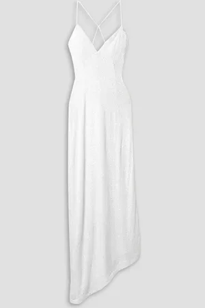 Retrofete Violet asymmetric lace-up sequined stretch-tulle gown - - L
