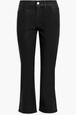 Frame Le High cropped coated high-rise straight-leg jeans - Brown - 24