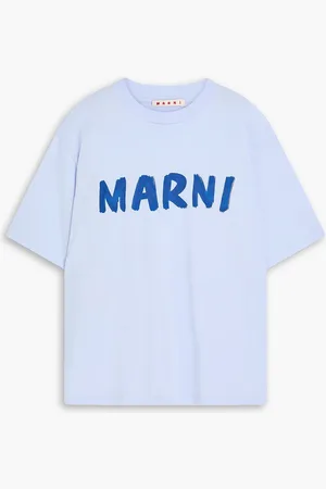 Marni Logo-print cotton-jersey T-shirt - Blue - IT 36