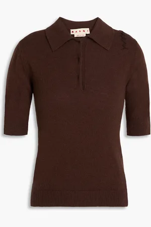 Marni Wool and cashmere-blend polo shirt - Brown - IT 40