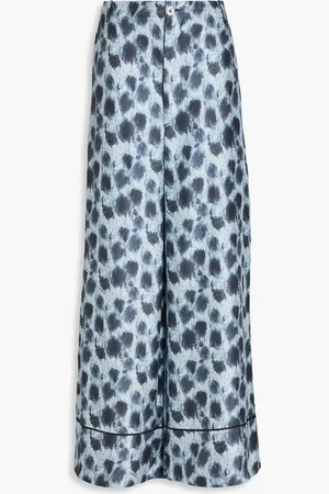 Marni Printed silk-twill wide-leg pants - Blue - IT 46