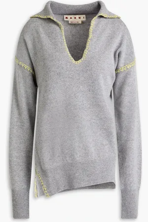 Marni Embroidered wool and cashmere-blend polo sweater - - IT 42