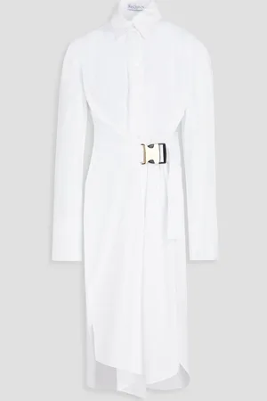 J.W.Anderson Buckled cotton-poplin midi shirt dress - - UK 10