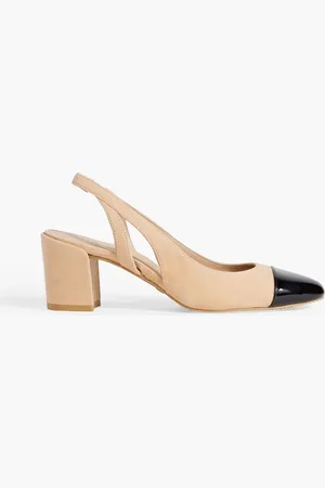 Stuart Weitzman Sleek suede and patent-leather slingback pumps - Neutral - EU 40