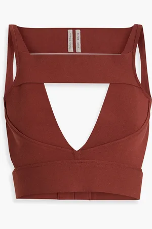 Rick Owens Cropped cutout stretch-knit top - - L