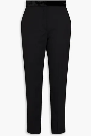 Sandro Velvet-trimmed twill tapered pants - - FR 34