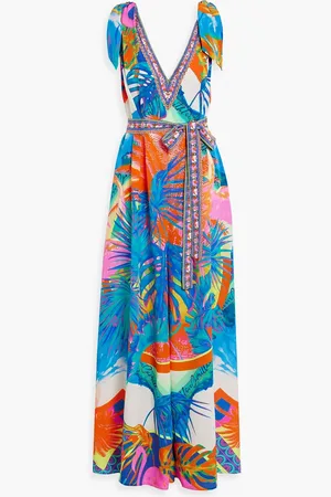 Camilla Crystal-embellished printed silk crepe de chine wide-leg jumpsuit - - S