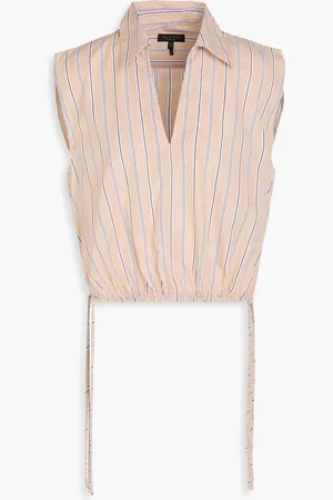 RAG&BONE Fiona cropped striped cotton-poplin top - Neutral - L