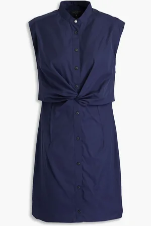 RAG&BONE Louisa twisted cotton-poplin mini dress - Blue - US 2