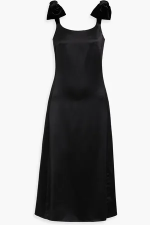 Chloé Bow-detailed wool and silk-blend satin midi dress - - FR 34