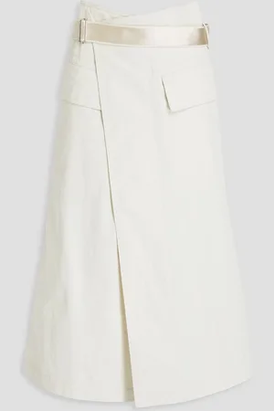 Helmut Lang Cotton-blend twill midi wrap skirt - White - US 2