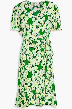 Diane von Furstenberg Emilia ruffled floral-print crepe wrap dress - - XL