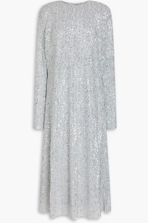 STINE GOYA Celsia sequined ribbed-knit midi dress - Metallic - L