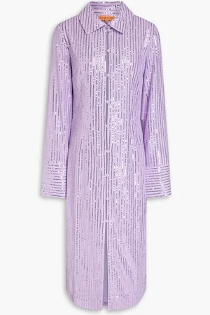 STINE GOYA Sonja sequined jacquard-knit midi shirt dress - Purple - M