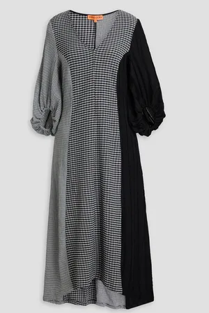STINE GOYA Patchwork seersucker midi dress - - XS