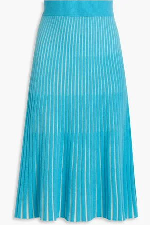 Lisa Yang Tiara ribbed cashmere midi skirt - Blue - 0