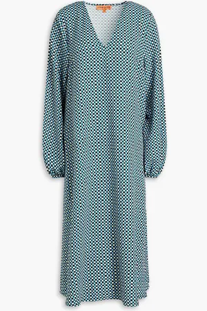 STINE GOYA Printed stretch-seersucker midi dress - - S