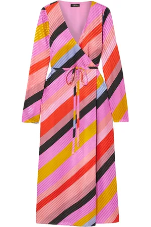 STINE GOYA Striped silk-jacquard wrap dress - - M