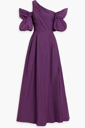 Marchesa Notte One-shoulder draped taffeta gown - - US 12