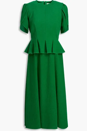 Erdem Pleated crepe peplum midi dress - - UK 12