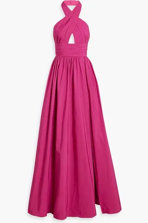 Marchesa Notte Cutout taffeta halterneck gown - Pink - US 10