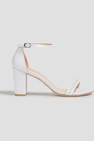 Stuart Weitzman Embellished glittered satin sandals - - US 12