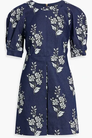 Carolina Herrera Floral-print denim mini dress - Blue - US 10