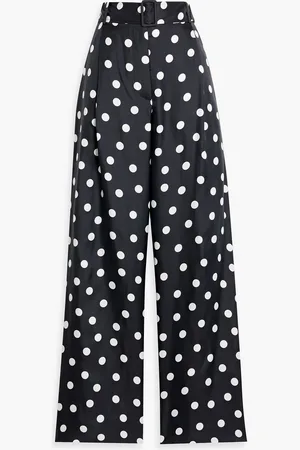 Carolina Herrera Belted polka-dot twill wide-leg pants - - US 6