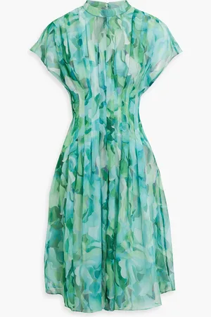 MIKAEL AGHAL Pleated printed chiffon dress - - US 12