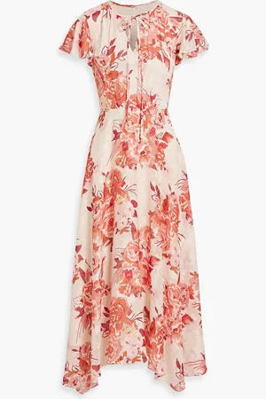 MIKAEL AGHAL Floral-print fil coupé chiffon midi dress - Pink - US 4