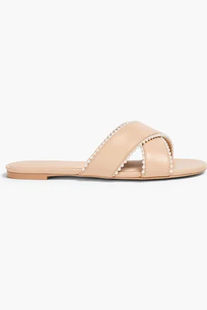 Stuart Weitzman Roza faux pearl-embellished leather sandals - Neutral - EU 37