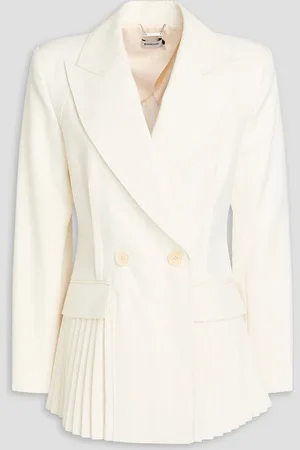 Simkhai Izzie double-breasted pleated wool-blend twill blazer - White - US 2