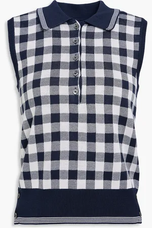 Thom Browne Checked silk top - Blue - IT 36