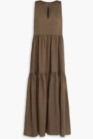 Frame Tiered ramie maxi dress - Neutral - S