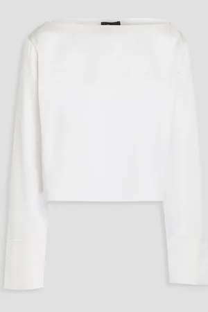 THEORY Cropped satin top - White - L