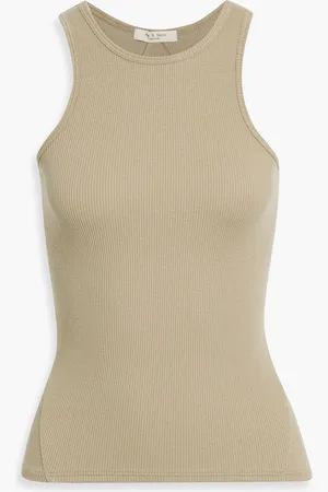 RAG&BONE Ribbed Pima cotton-blend jersey tank - Green - XS